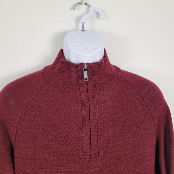 Jachs New York Burgundy Quarter Zip Raglan Pull Over Sweater Size L - Picture 3 of 10